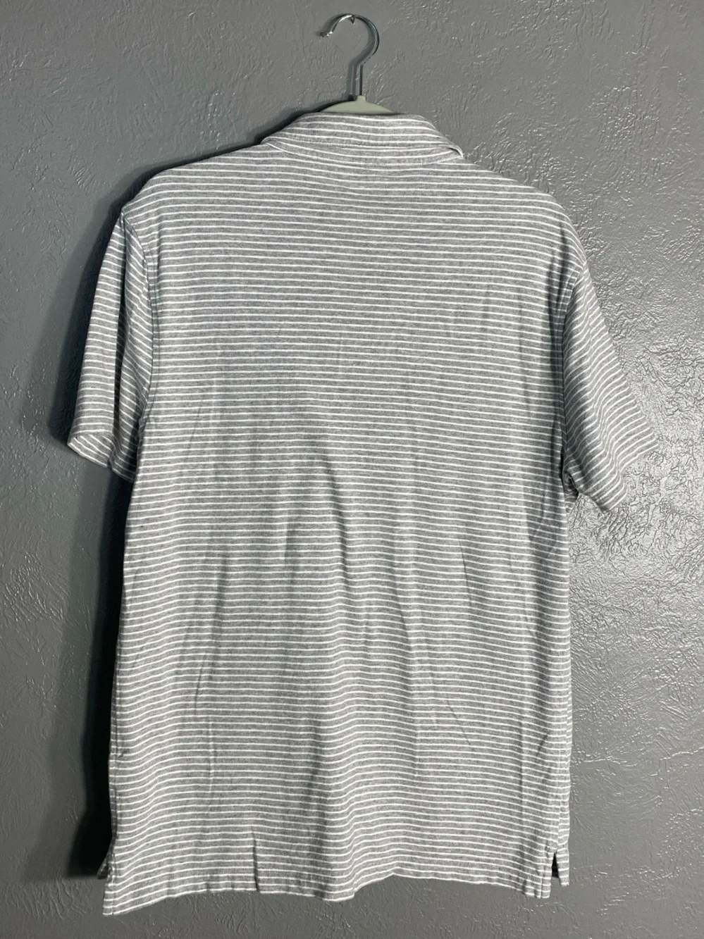 J.Crew Slub Cotton Striped Polo Shirt Men's L Gray Short Sleeve Pocket